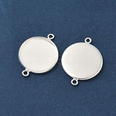 Flat Round Brass Connector Cabochon Settings KK-K414-13B-S-1