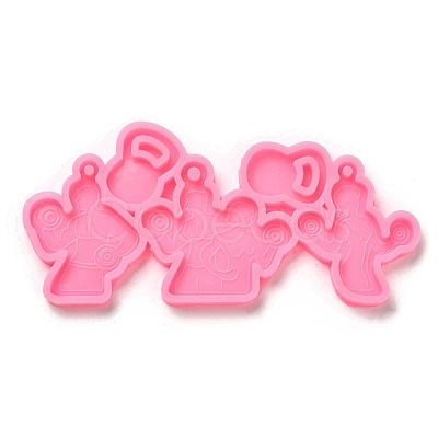 Fitness Theme Silicone Keychain Pendant Molds AJEW-M221-05-1