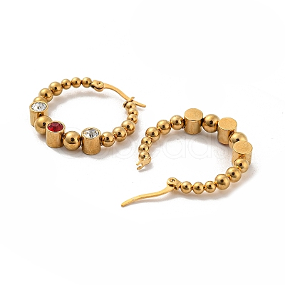 304 Stainless Steel Beaded Hoop Earrings EJEW-G368-05G-1