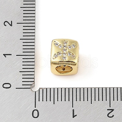 Brass Micro Pave Clear Cubic Zirconia European Beads KK-K368-01G-12-1