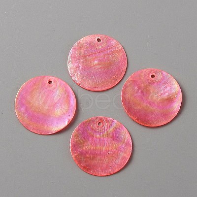 Natural Capiz Shell Pendants LS-BSHE-WH0004-10B-1