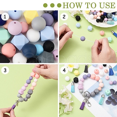DIY Silicone Bead & Faux Suede Tassel Pendant Decorations Making Kits DIY-YW0010-10-1
