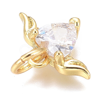 Brass Micro Pave Clear Cubic Zirconia Charms ZIRC-O035-26G-1