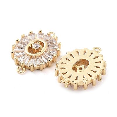 Brass Pave Clear Glass Connector Charms KK-Q811-02KCG-1