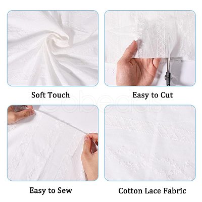 Floral Embroidered Cotton Fabric DIY-WH0786-55-1