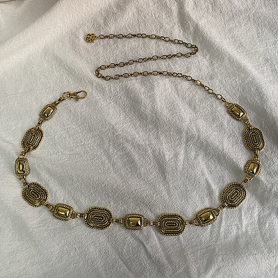 Tibetan Style Zinc Alloy & Iron Oval Link Chain Waist Belly Chains WGB4B33-11-1