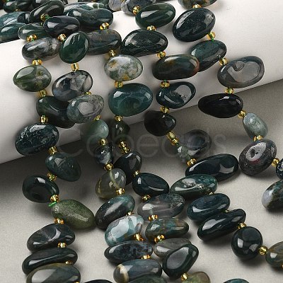 Natural Moss Agate Beads Strands G-P604-A11-01-1