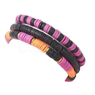 3Pcs Halloween Theme Handmade Polymer Clay Beaded Stretch Bracelets X1-BJEW-TA00466-1