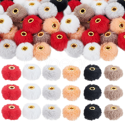 60Pcs 6 Colors Imitation Mink Fur European Beads FIND-FG0004-37B-1
