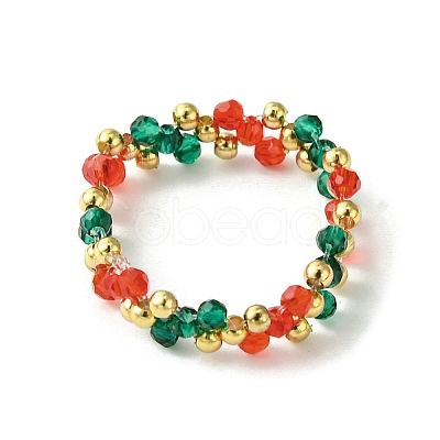 Christmas Theme Glass Rings RJEW-TA00121-1