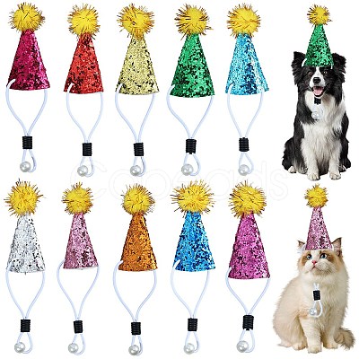 10Pcs Polyester Birthday Hat FEPA-SP0001-03-1