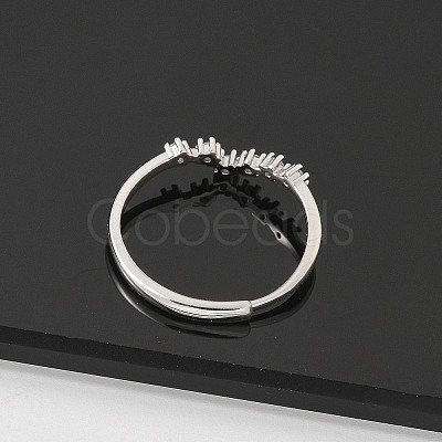 Constellations Rhodium Plated 925 Sterling Silver Micro Pave Clear Cubic Zirconia Adjustable Rings for Women RJEW-P130-01P-D-1
