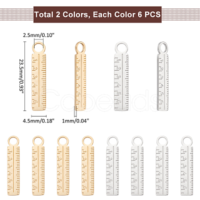 12Pcs 2 Colors 304 Stainless Steel Pendants FIND-UN0003-79-1