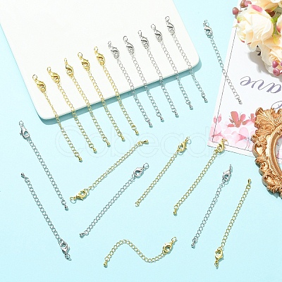 10Pcs Long-Lasting Plated Brass Chain Extender KK-YW0003-82G-1