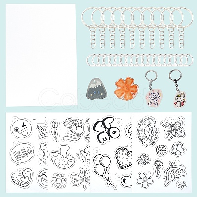 DIY Plastic Heat Shrink Film Paper & Iron Keychain Kits DIY-YW0009-30-1