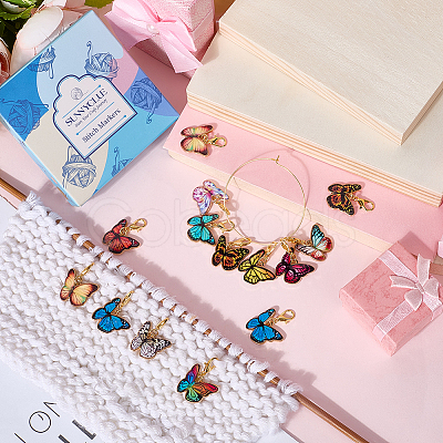 2Sets Butterfly Alloy Enamel Pendant Decorations HJEW-SC0002-16-1
