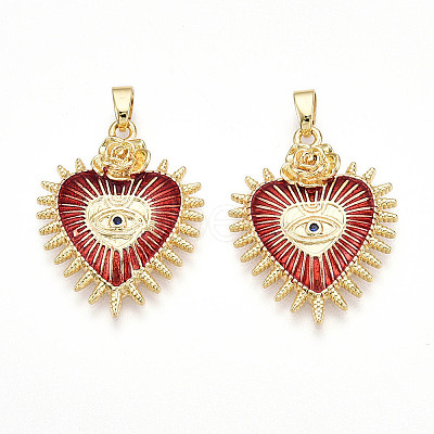 Brass Micro Pave Cubic Zirconia Pendants KK-N257-01C-G-1