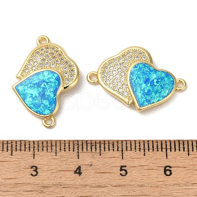 Rack Plating Brass Micro Pave Clear Cubic Zirconia Connector Charms KK-P268-20G-04-1
