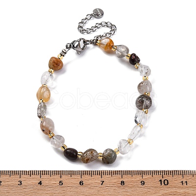 Natural Lodolite Quartz Beaded Bracelets for Women G-P563-07P-11-1