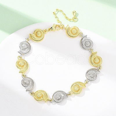 Brass Link Chain Bracelets for Women BJEW-G762-01GP-01-1