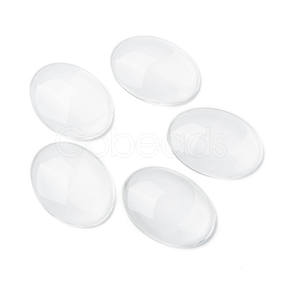 Transparent Oval Glass Cabochons GGLA-R022-40x30-1