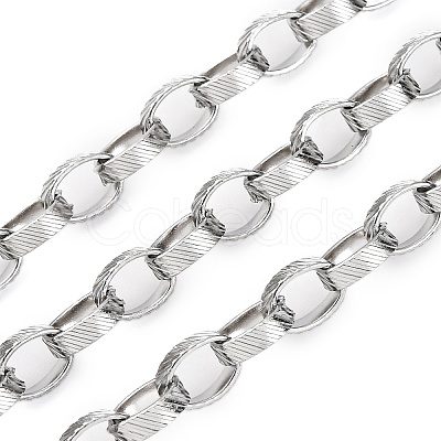 304 Stainless Steel Textured Rolo Chains STAS-P386-09P-1
