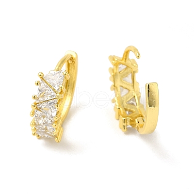 Cubic Zirconia Triangle Hoop Earrings EJEW-E270-15G-1