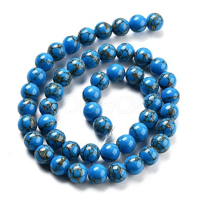 Synthetic Gold Line Turquoise Beads Strands G-H026-01E-02-1