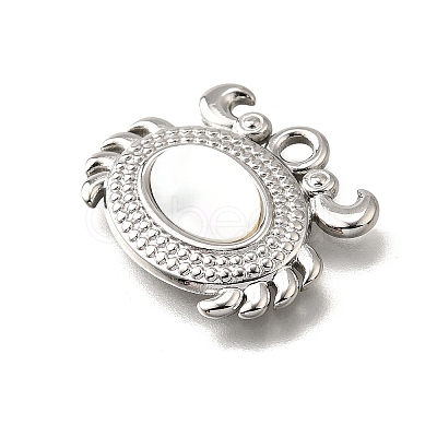 304 Stainless Steel Pave Natural White Shell Pendants STAS-C122-21B-02P-1