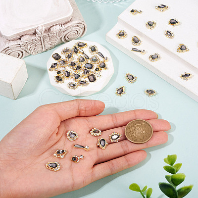 48Pcs 12 Styles Alloy Rhinestone Cabochons MRMJ-TA0001-45D-1