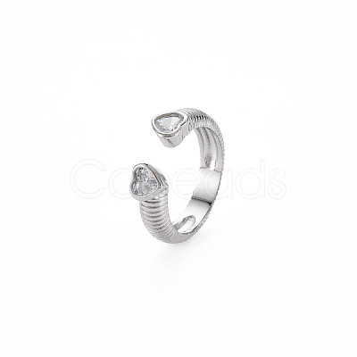 Brass Micro Pave Cubic Zirconia Cuff Rings RJEW-S045-155P-1
