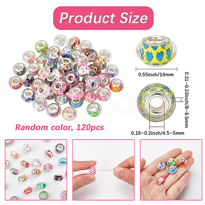 120Pcs Resin European Beads RPDL-SP0001-02-1