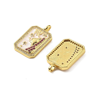 Brass Micro Pave Cubic Zirconia Pendants with Enamel KK-Z114-01G-1