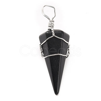 Natural Obsidian Gemstone Pendants G-D458-06P-03-RS-1