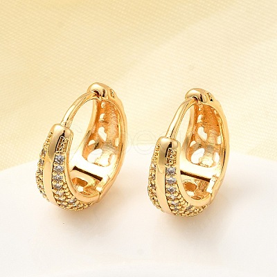 Brass Micro Pave Clear Cubic Zirconia Hoop Earrings EJEW-F391-02G-1