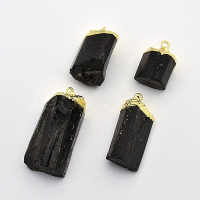 Golden Tone Brass Tourmaline Pendants G-J264-04-1