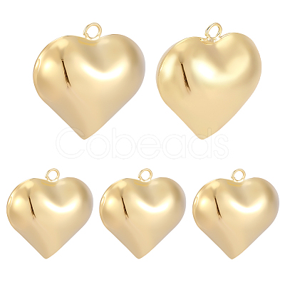 5Pcs Heart Brass Pendants KK-BBC0025-58A-1