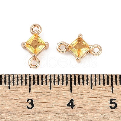 Brass Pave Glass Rhombus Links Connector Charms X1-GLAA-Q088-001D-1