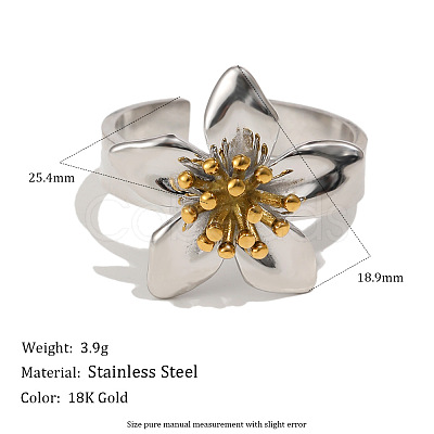 Two Tone 304 Stainless Steel Cuff Open Rings for Women WG4F5A5-03-1