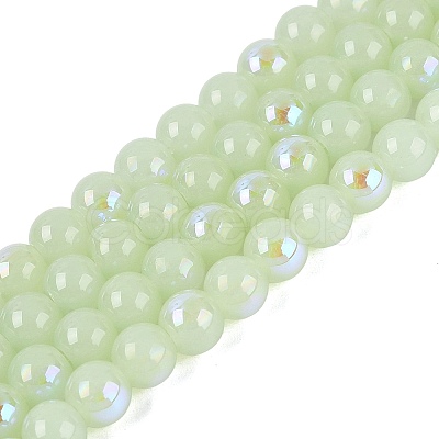 Electroplate Imitation Jade Glass Beads Strands EGLA-Q132-6MM-01B-07-1