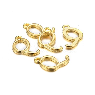 Golden Plated Alloy Letter Pendants PALLOY-J718-01G-Q-1