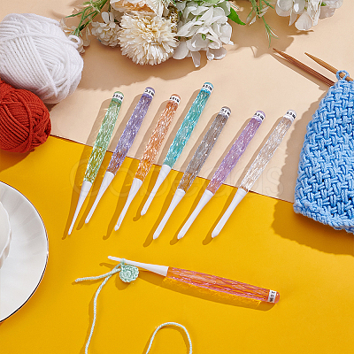 8Pcs 8 Colors Plastic Crochet Hooks AJEW-UN0002-35-1