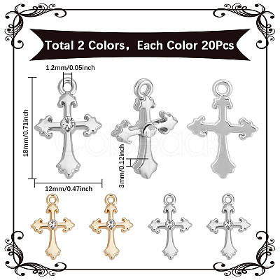 40Pcs 2 Colors Rack Plating Alloy Rhinestone Pendants FIND-SC0013-73-1
