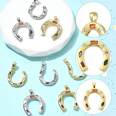 2Pcs Brass Micro Pave Cubic Zirconia Pendants KK-FS0002-14P-1