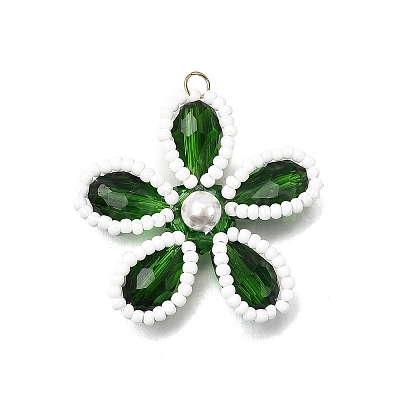 4Pcs 4 Colors Glass Pendants PALLOY-TA00313-1