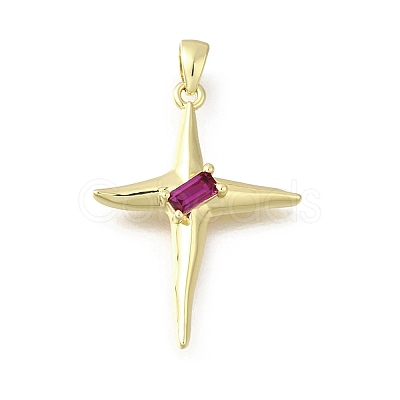 Brass Pave Cubic Zirconia Pendants KK-U072-38G-1