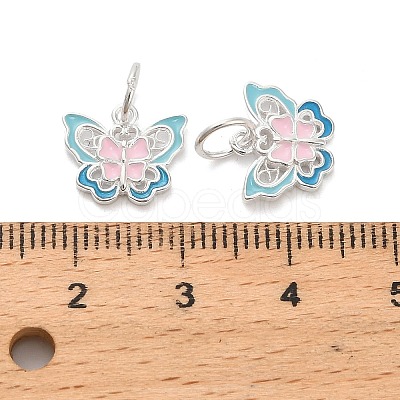 925 Sterling Silver Enamel Pink and Sky Blue Butterfly Charms STER-P071-08S-1