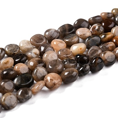 Natural Black Sunstone Beads Strands G-G018-03A-1