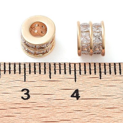 Brass Micro Pave Clear Cubic Zirconia Beads KK-U028-20G-1