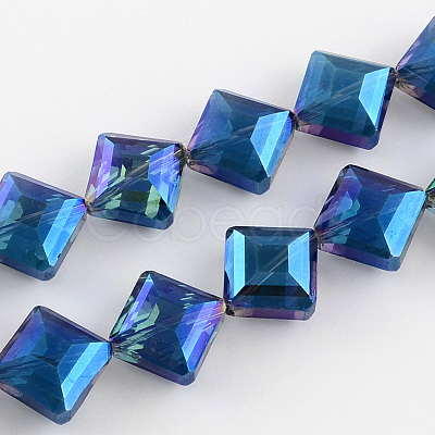 Transparent Electroplate Faceted Glass Beads Strands EGLA-S088-01-1